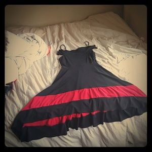 Black and red off-the-shoulder dress